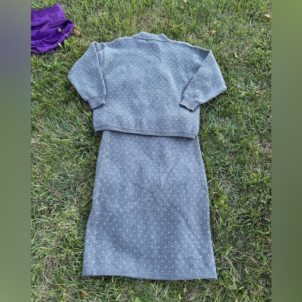 Vintage Gray Knit Sweater Set by Haberdashery Wool Blend Small/Medium - Picture 5 of 6